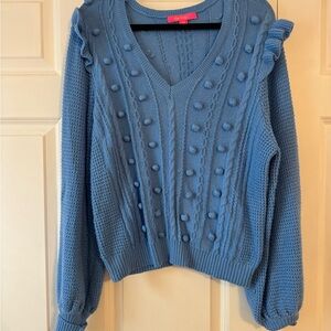 Lilly Pulitzer Textured Blue V-Neck Sweater